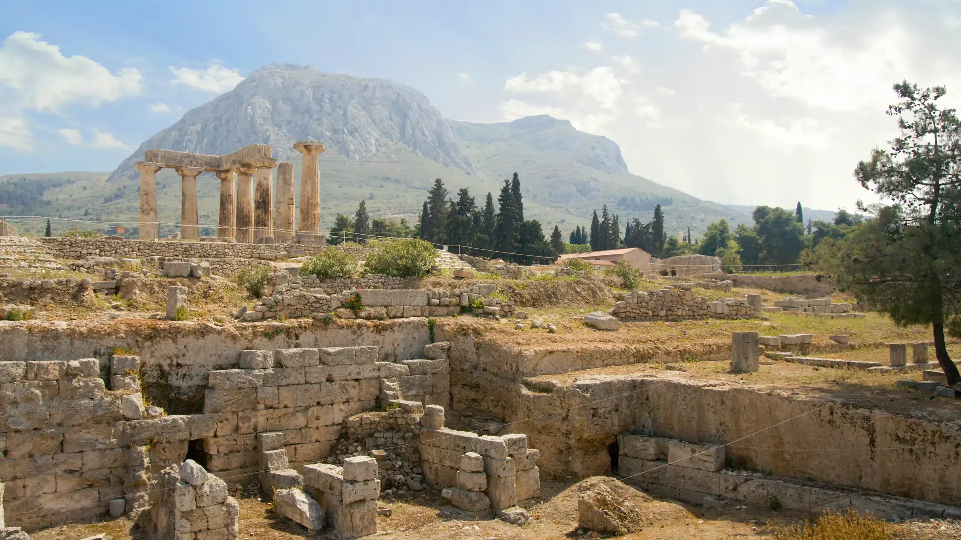 Far shot of Ancient Corinth